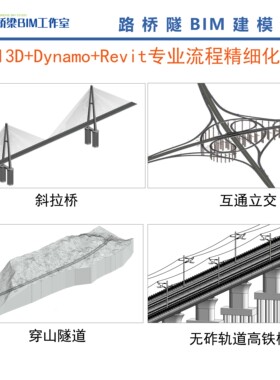 Revit道路桥梁隧道建模/dynamo精细化建模/路桥隧BIM模型代做