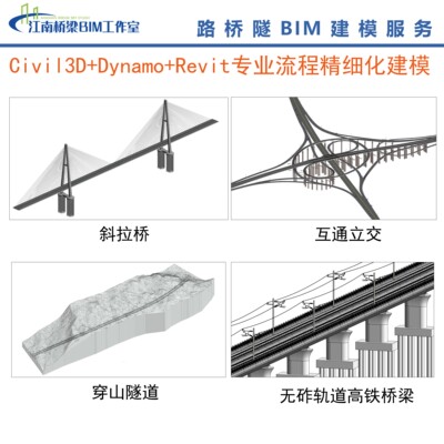 Revit道路桥梁隧道建模/dynamo精细化建模/路桥隧BIM模型代做