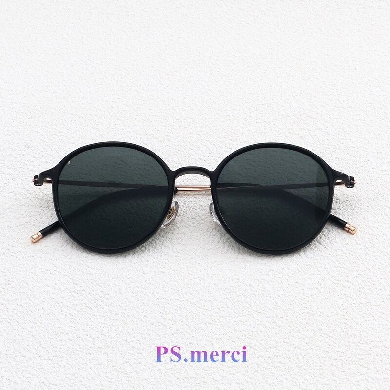 Ps.merci偏光太阳镜男女驾驶开车近视墨镜潮复古圆框钛架超轻韩版