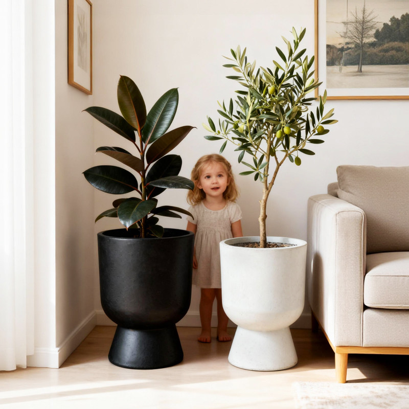 镁泥花盆绿植盆栽高档大号大口径简约北欧风阳台客厅防烂根花盆