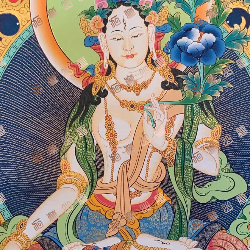 H70白度母White tara唐卡绘画高清喷绘临摹电子图片素材