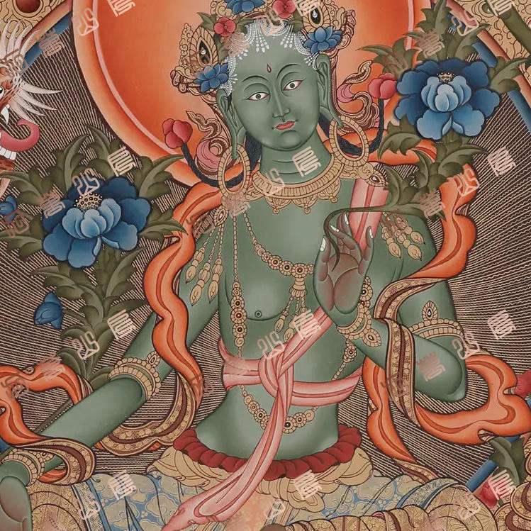 I10绿度母green tara唐卡绘画高清喷绘临摹电子图片素材