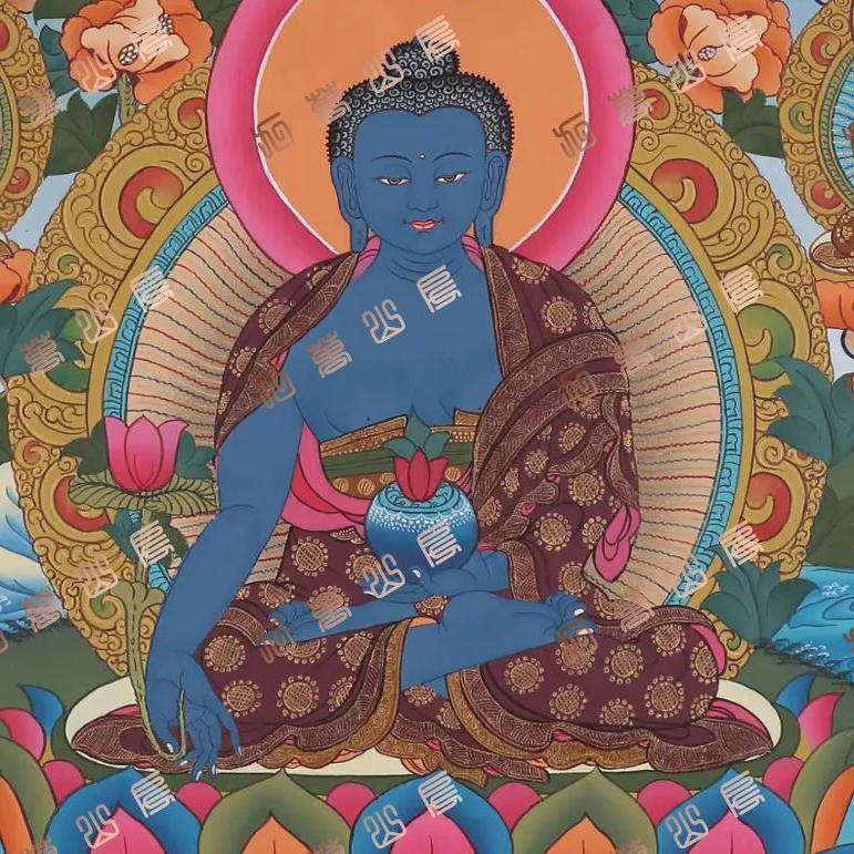 F10药师佛Medicine Buddha唐卡绘画高清电子图片喷绘临摹素材