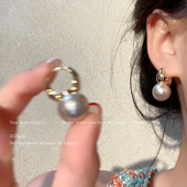 气质珍珠耳环2025新款 高级感耳钉女轻奢耳扣复古耳圈耳坠耳饰 爆款