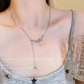 爆款 双环项链女2025新款 简约冷淡风锁骨链通勤百搭 抽拉式 Peddle