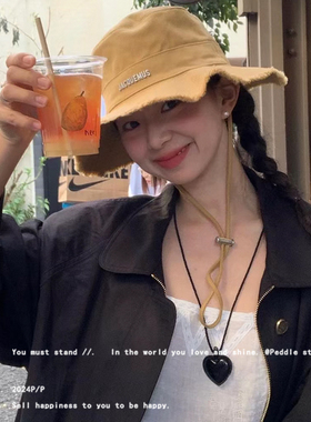 fever同款~秋冬新款黑色爱心项链女小众气质时尚简约百搭高级配饰