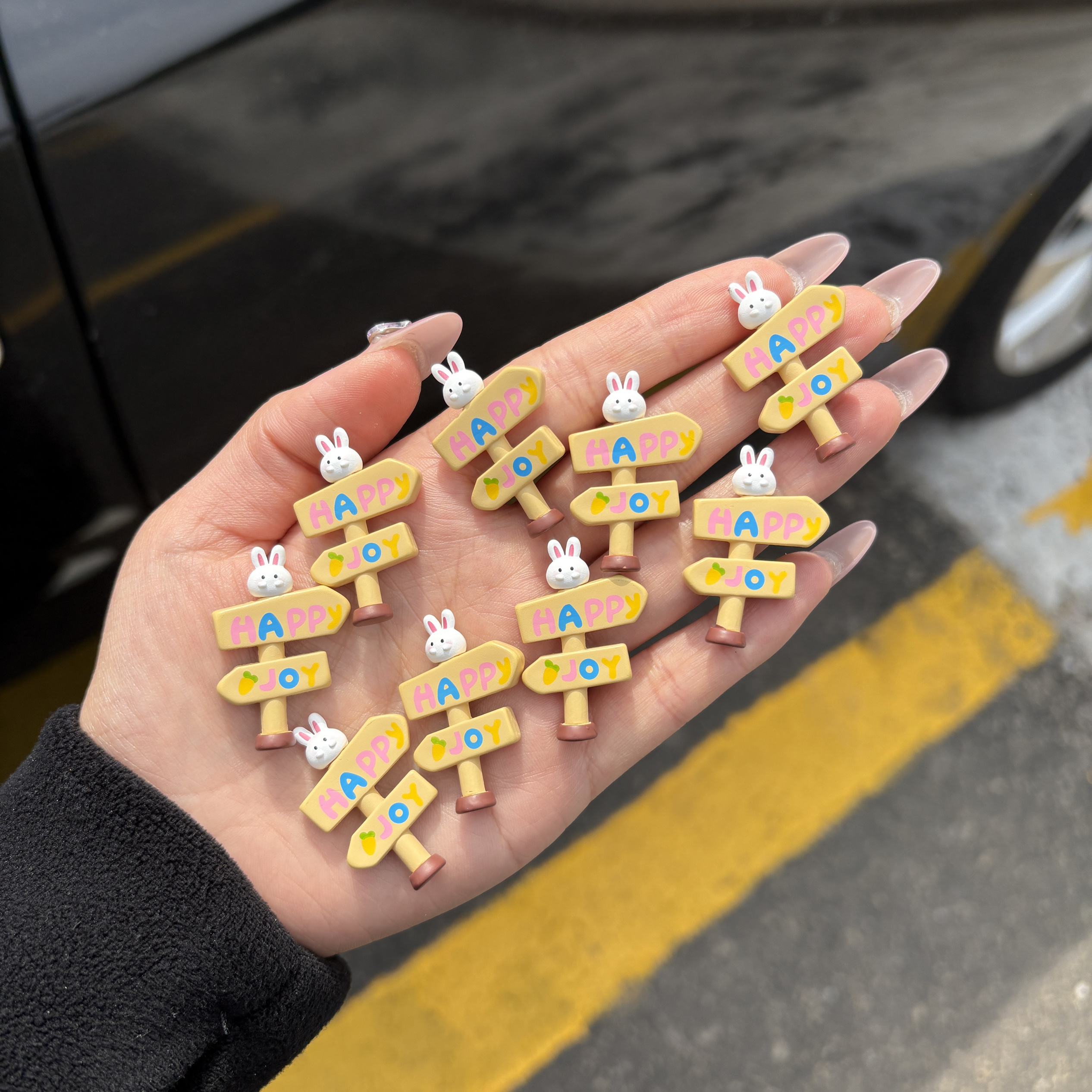 散货pvc材质可爱卡通兔子路标diy材料手机壳配件