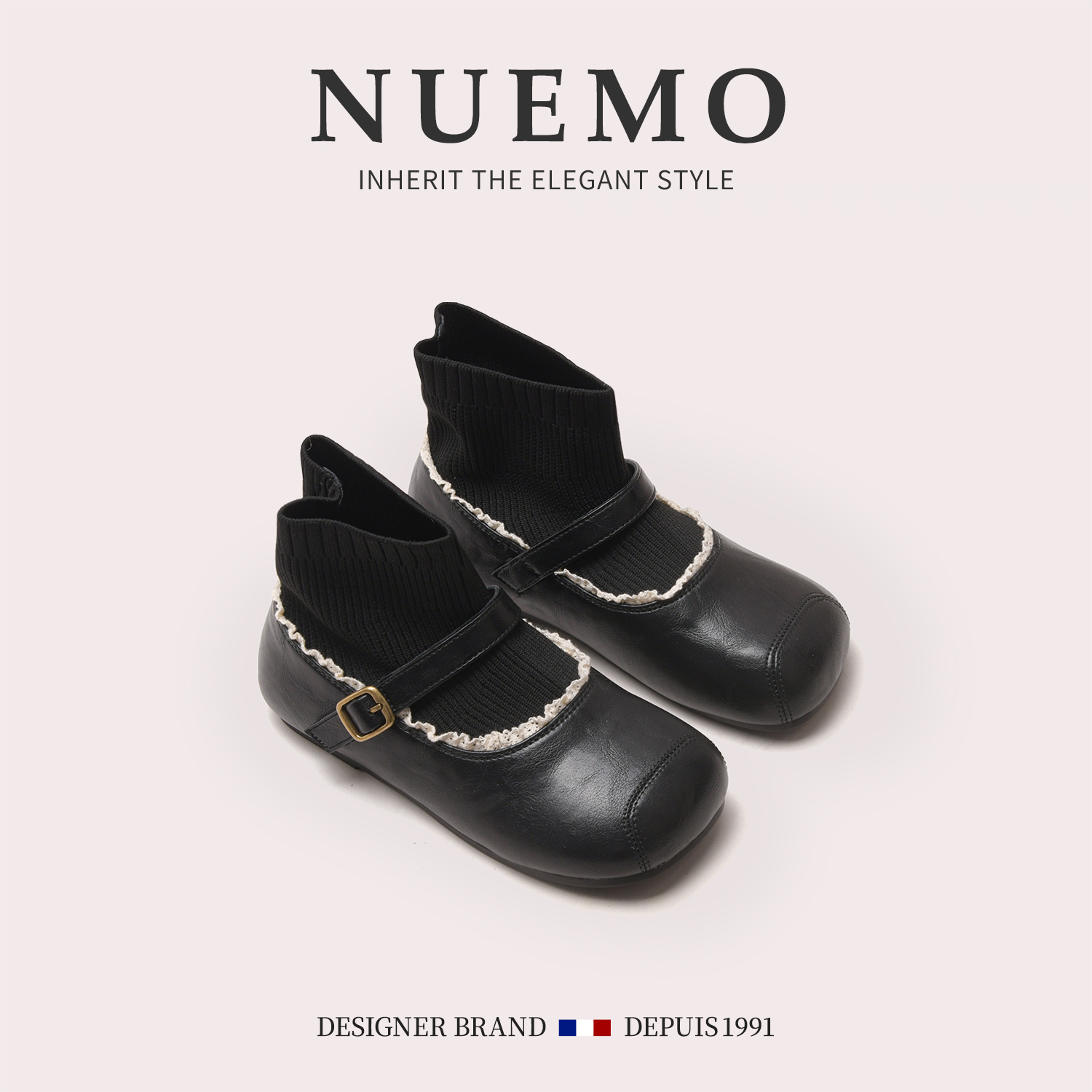 NUEMO法国风~百搭韩版女童袜靴子