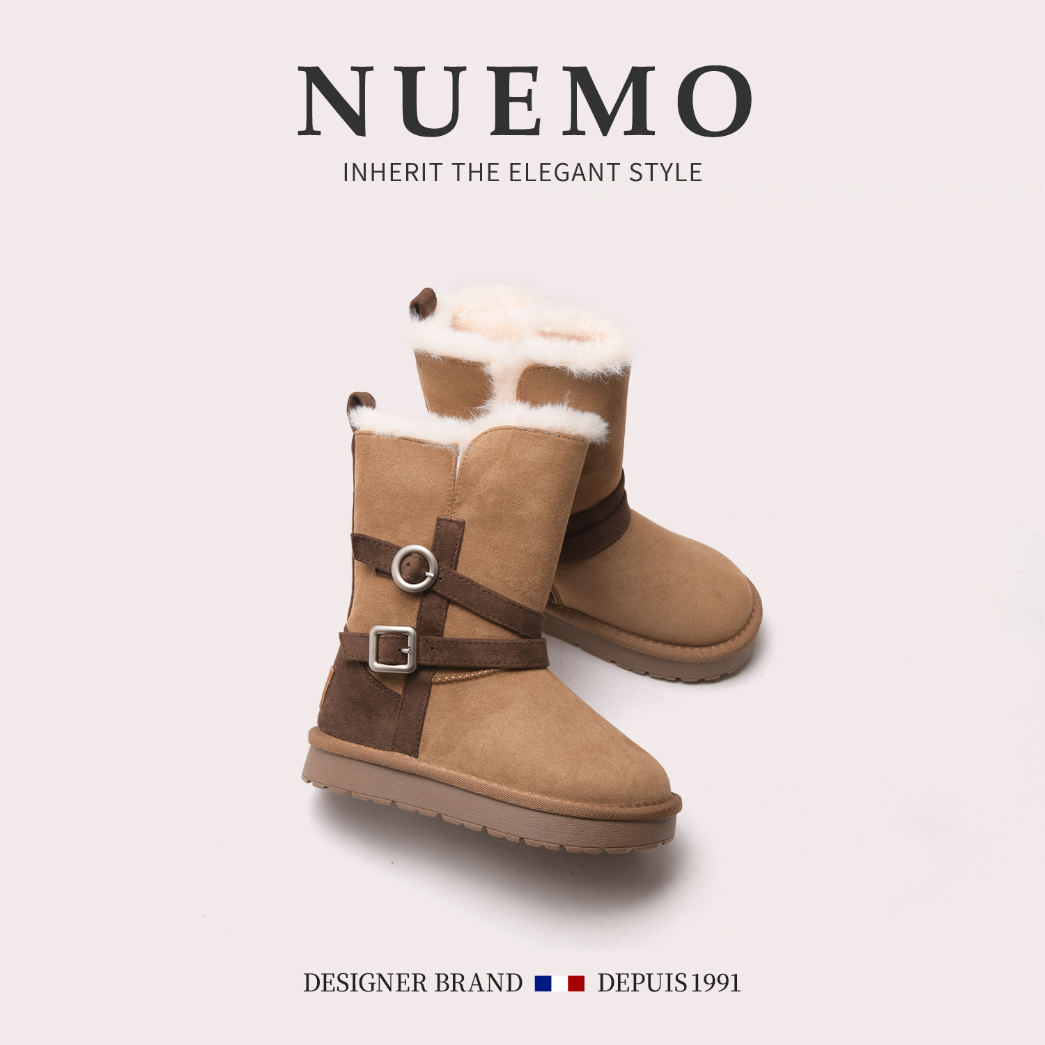 女童毛绒加厚雪地靴冬季长筒棉靴