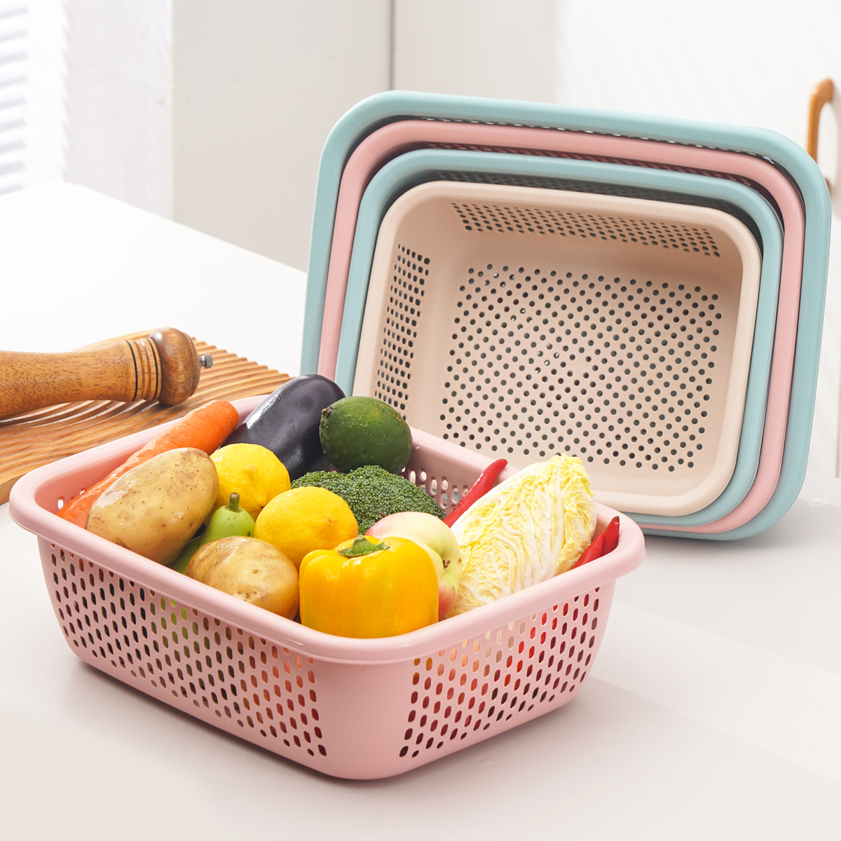 加厚耐用厨房沥水篮漏水筛