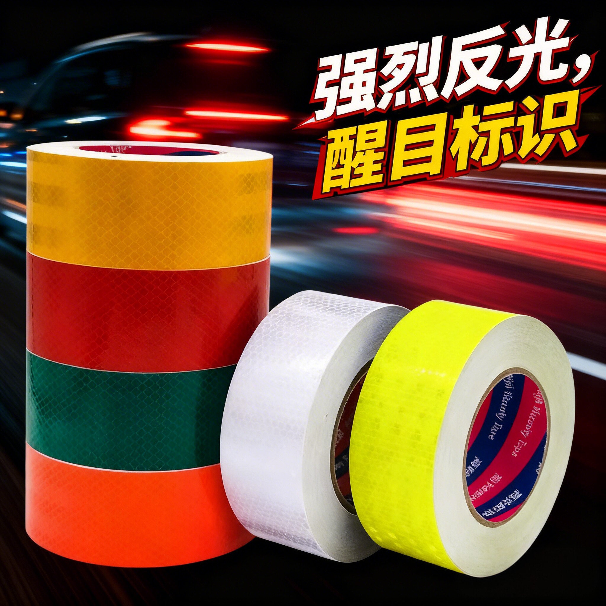警示反光条摩托车电动车汽车自行车贴防撞夜间荧光头盔贴纸反光贴