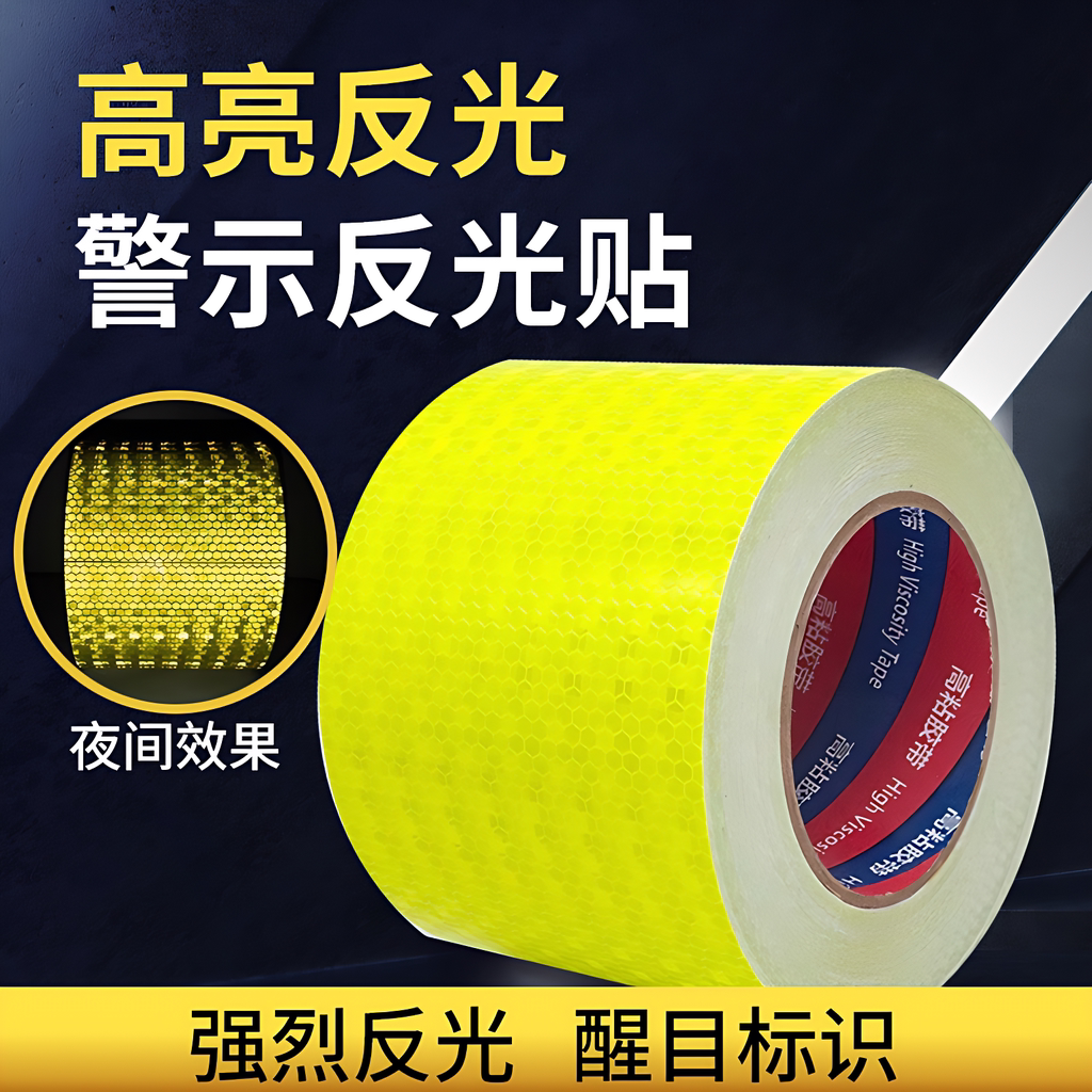 反光贴摩托车电动车自行车防撞警示贴夜间荧光反光贴条头盔贴纸夜光交通立柱防撞反光贴纸反光膜警示贴条胶带