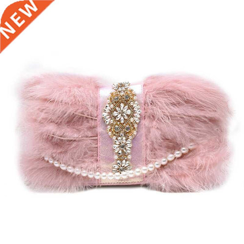 Feather Purses and Handbags Women Party Wedding Bags Female