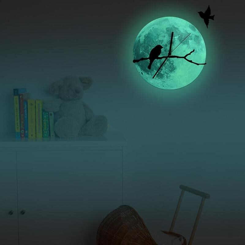 Luminous Moon Wall Clock Glow In The Dark Planet Ci