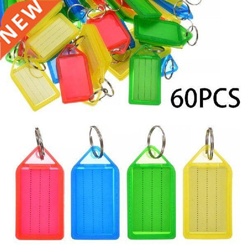 60pcs Plastic Multi-Color Label Key Chains Luggage ID Tags