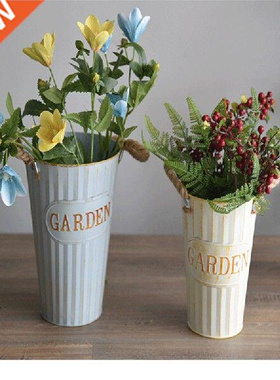 Vintage Wrought Iron Flower Bucket Flowerpot Flower