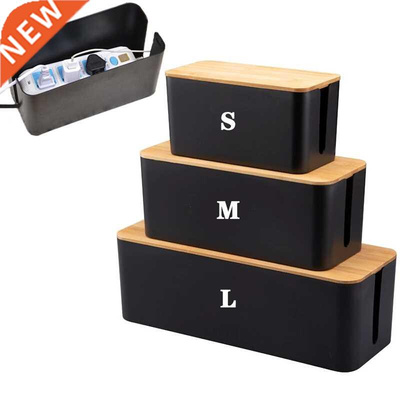 Cable Storage Box Wooden Power Line Storage Case Dustproof C