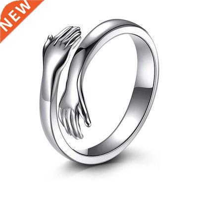 Embrace Peace Ring For Adjustable Hugging Hand Rings Silver