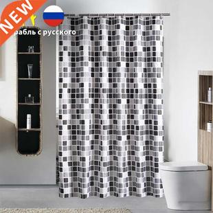 Waterproof Shower Curtain with 12 Hooks Mosaic Printed Bathr