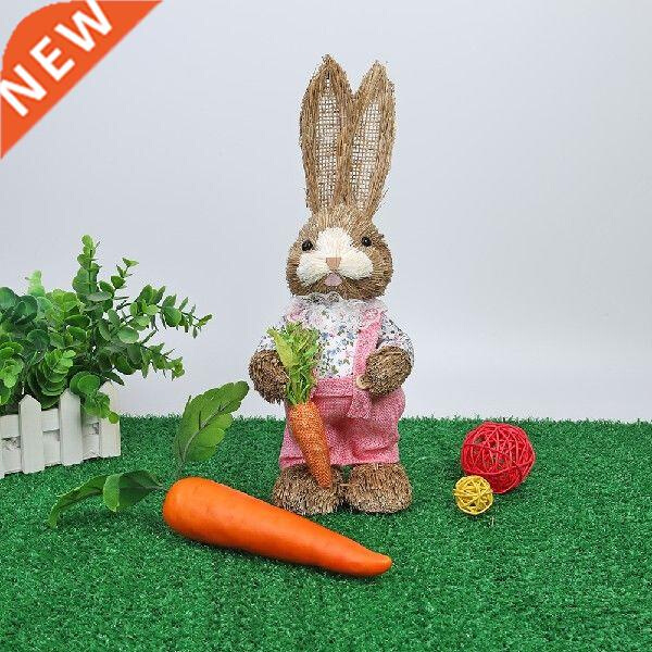 Easter Bunny Ornaments Cute Straw Simulation Rabbit