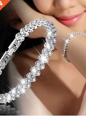 Women Silver Color Rose Gold Bracelet for Female Crystal Hea