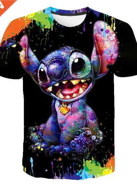 New Summer 3d Printed Men's T-shirt Anime Stitch Casual Kids