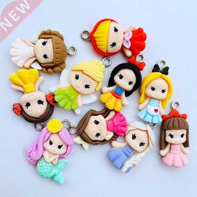 10 Cute Ctoon Princess Series Resin Kawaii Pendant Key Cha