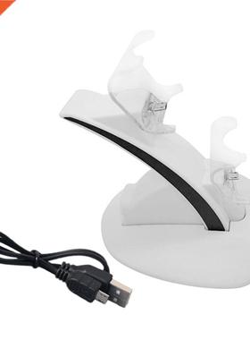 LED Micro USB Dock Charging Charger Stand White For Playstat