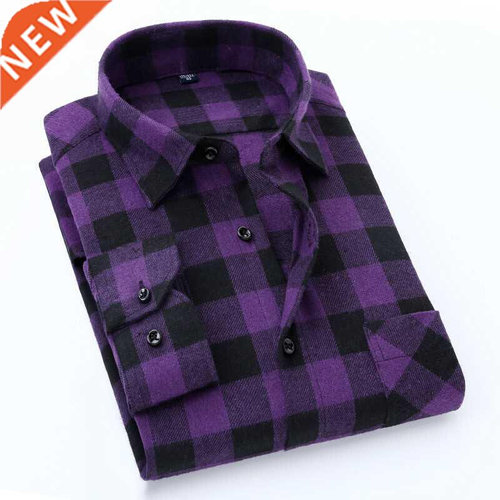 Quality Flannel Plaid Men Shirt Cotton Spring Autumn Casual