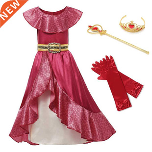Girl Princess Red Elena Kids Dress up Cosplay Costume Sleeve