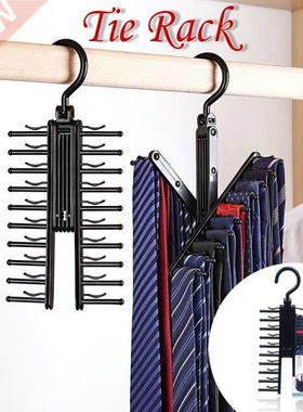 Multifuction Storage Belt Hanger 20 Tie Rack Holder 360 Degr