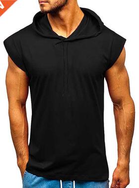 Mens Hooded Tank Top Summer Sleeveless Tops Drawstring Men C