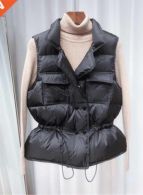 Winter Down Vest Women Short Vest Windbreaker Lightweight Co