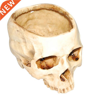 Resin Human Skull Model Flower Pot Shining Fruit Plate Stora