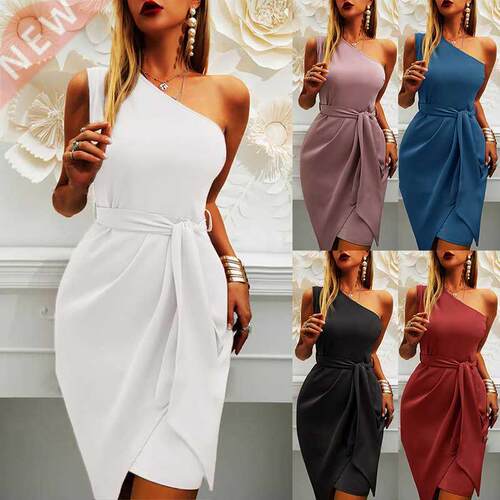 New Fashion Asymmetrical Dresses For Women 2021 Elegant Temp