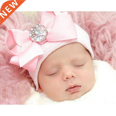 Newest Cute Newborn Baby Girl Comfy Bowknot Hospital Cap Bea