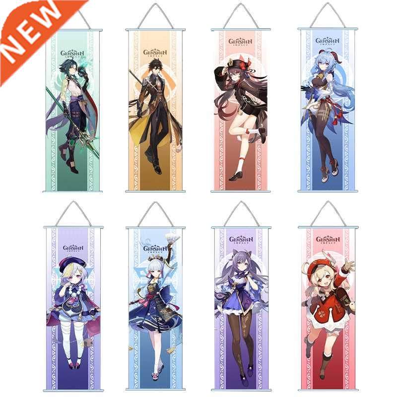 Genshin Impact Ganyu Hutao Scroll Wall Hanging Painting Hom