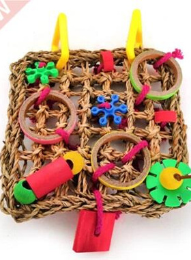 Bird Climbing Net Parrot Woven Toys Seagrass Biting Hanging