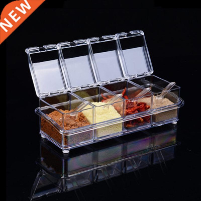 4pcs Spices Jars Seasoning Box Sugar Salt Spice Rack Storage