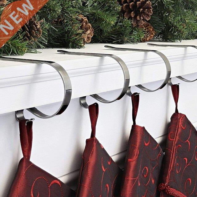 4Pcs Christmas Stocking Holders for Mantle Clip Fireplace Ho