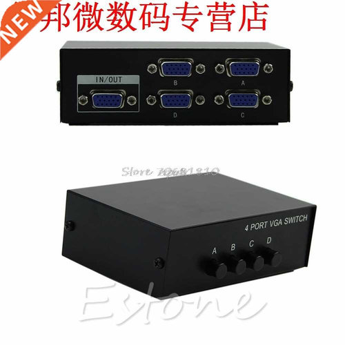 4 Port VGA SVGA Monitor Sharing Switch Box 4 In 1 Out For LC