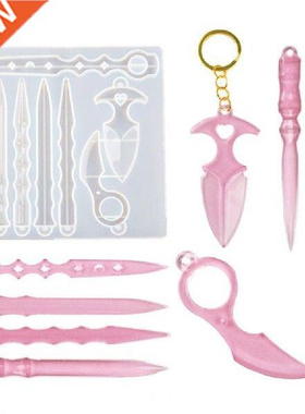 Creative Epoxy Silicone Mold Dagger Knife Keychains Jewelry