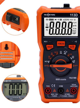 RCHMETERS RM113D NCV Dgtal Multmeter 6000 Counts Auto Ra