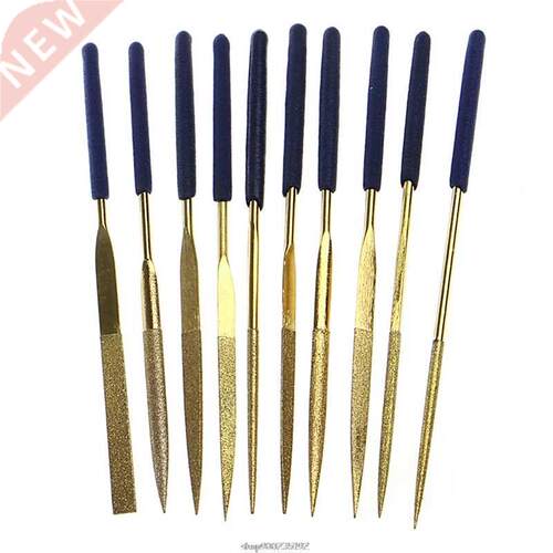 New 10Pcs Titanium Diamond Coating Needle Flat File Set Meta