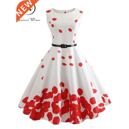 Women Summer Dress Floral Print Retro Vintage 1950s 60s Casu