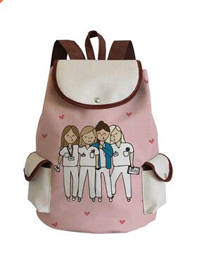 Nurse Printed Backpack Cartoon Girls School Bag For Teenager