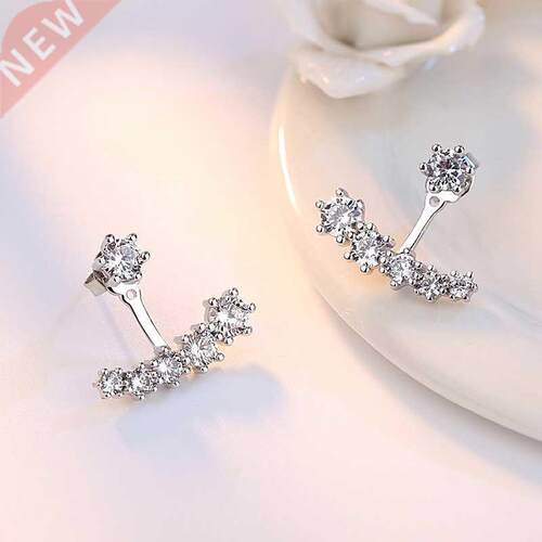 100% 925 Sterling Silver Fashion Shiny CZ Zircon Ladies Stud
