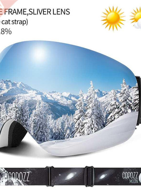 COPOZZ Anti-Fog Ski Goggles Spherical Frameless Ski Snowboar