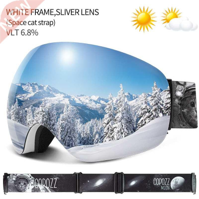 COPOZZ Anti-Fog Ski Goggles Spherical Frameless Ski Snowboar