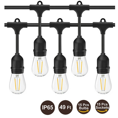 15M S14 LED Outdoor String Lights E27 Retro Edison Filat Bul